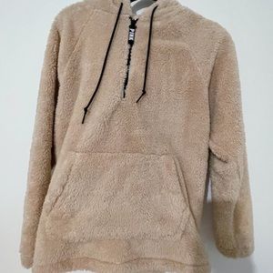 PINK Victorias Secret Hooded Sherpa Quarter Zip